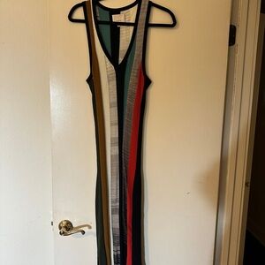 Cinq à Sept Colorful Striped Maxi Dress